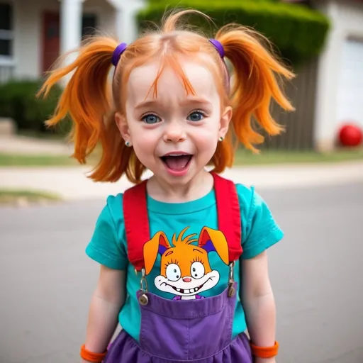 Prompt: Cute 3yo Little girl, Rugrats style 