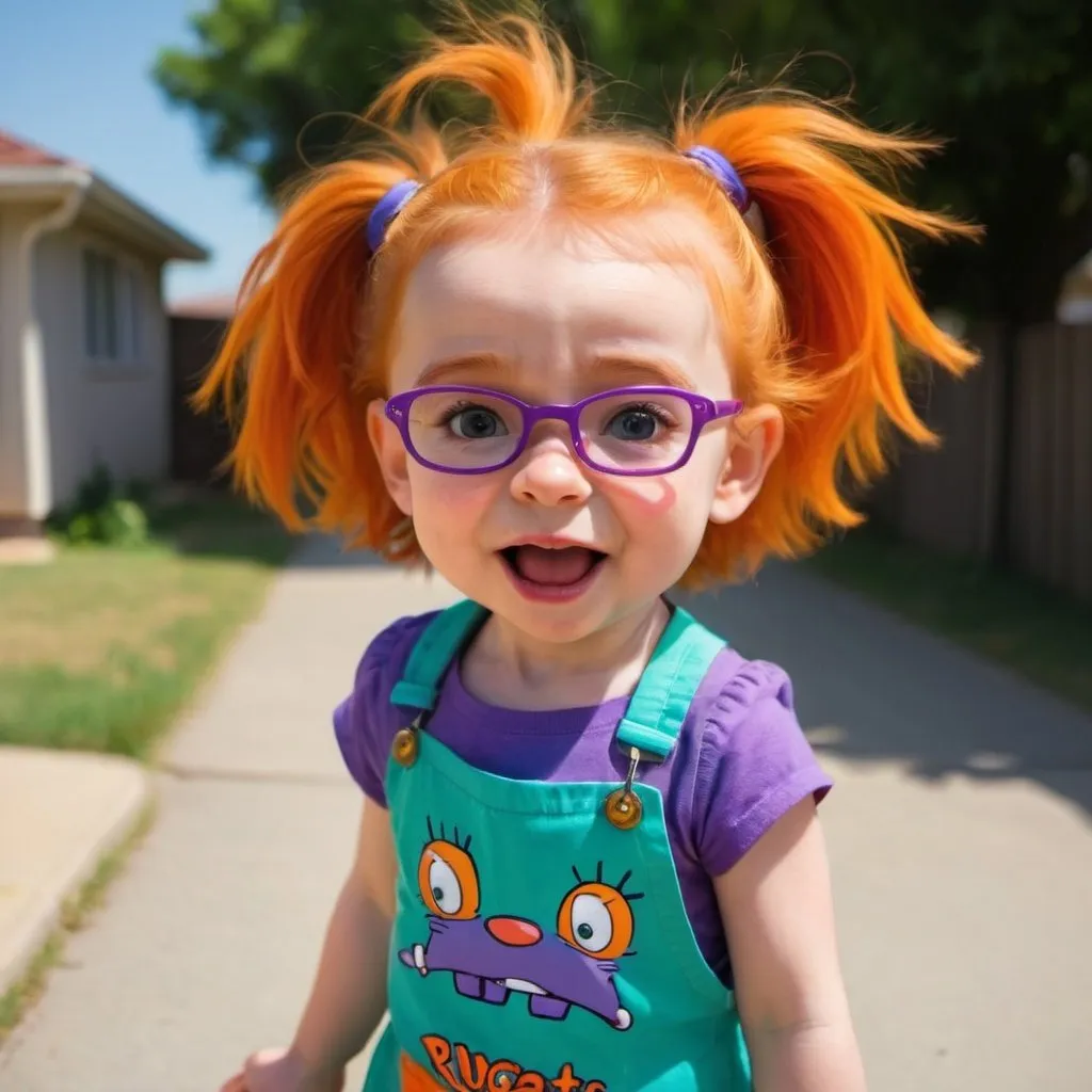 Prompt: Cute 3yo Little girl, Rugrats style 