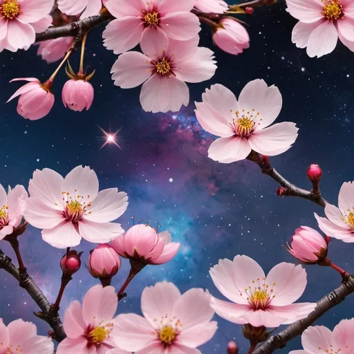 Prompt: GALAXY COSMOS CHERRY BLOSSOM
