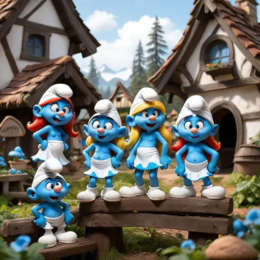 Prompt: The Smurfs of Smurf village have different names because what they do in the village 