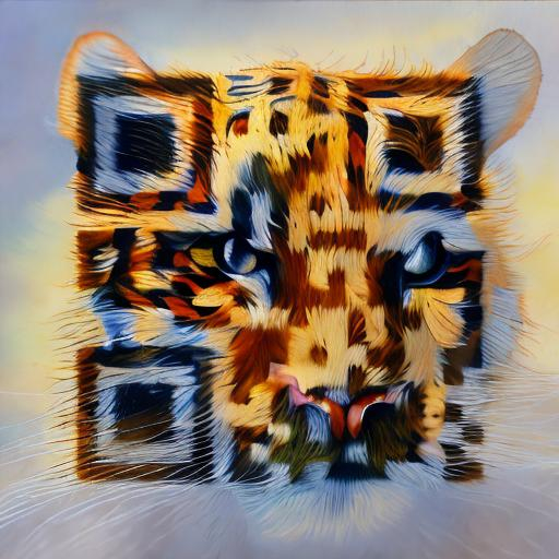 Prompt: Erin hunter, warrior tiger, realistic tiger, detailed fur, realistic realistic fur, eye, oil painting, anime, fullbody, forest background, shadows, jaguar fur, spotted tiger, calico, tortoiseshell, abyssian, tiger fur, serval fur, big domesticated tiger, pale fur, blonde fur, cream fur,