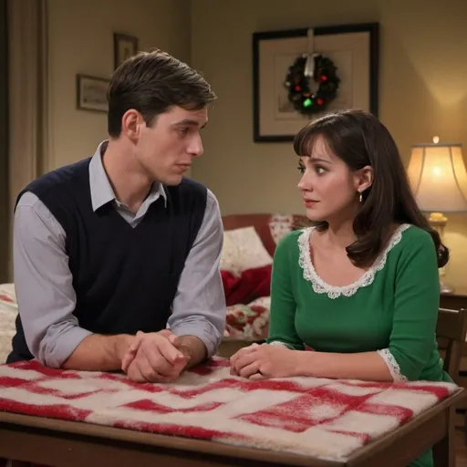 Prompt: In a humble apartment, the young couple Jim and Della struggle to make ends meet. With Christmas approaching