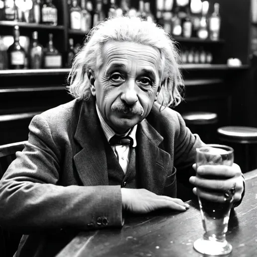 Prompt: albert einstein in a bar