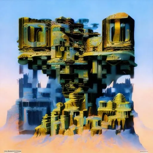 Prompt: Mandelwerk. Psygnosis cover art by roger dean. 3d render.