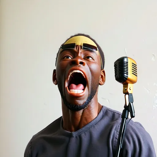 Prompt: Singing black man