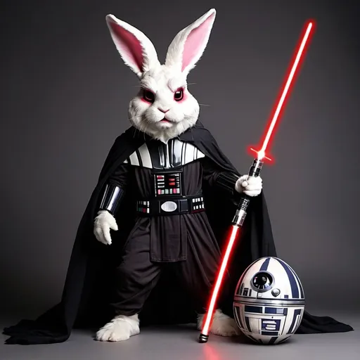 Prompt: easter bunny as a star wars sith lord