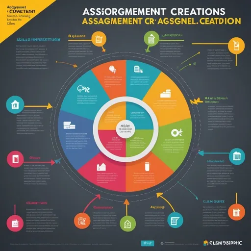 Prompt: Infographic on assignment creation, clean and modern design, step-by-step guide, colorful and engaging visuals, clear and concise text, high quality, professional, modern, infographic, step-by-step, clean design, colorful visuals, instructional, engaging, clear text, concise, educational