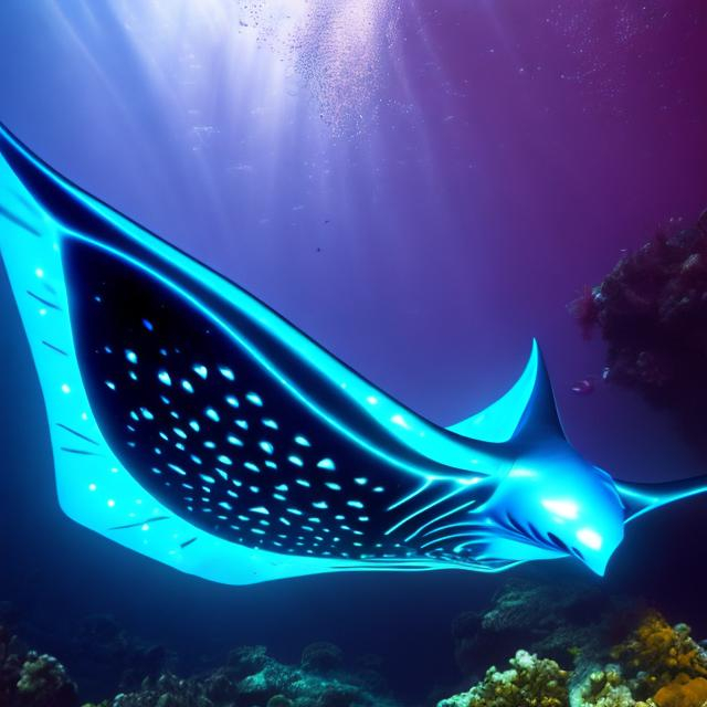 Prompt: glowing manta ray 