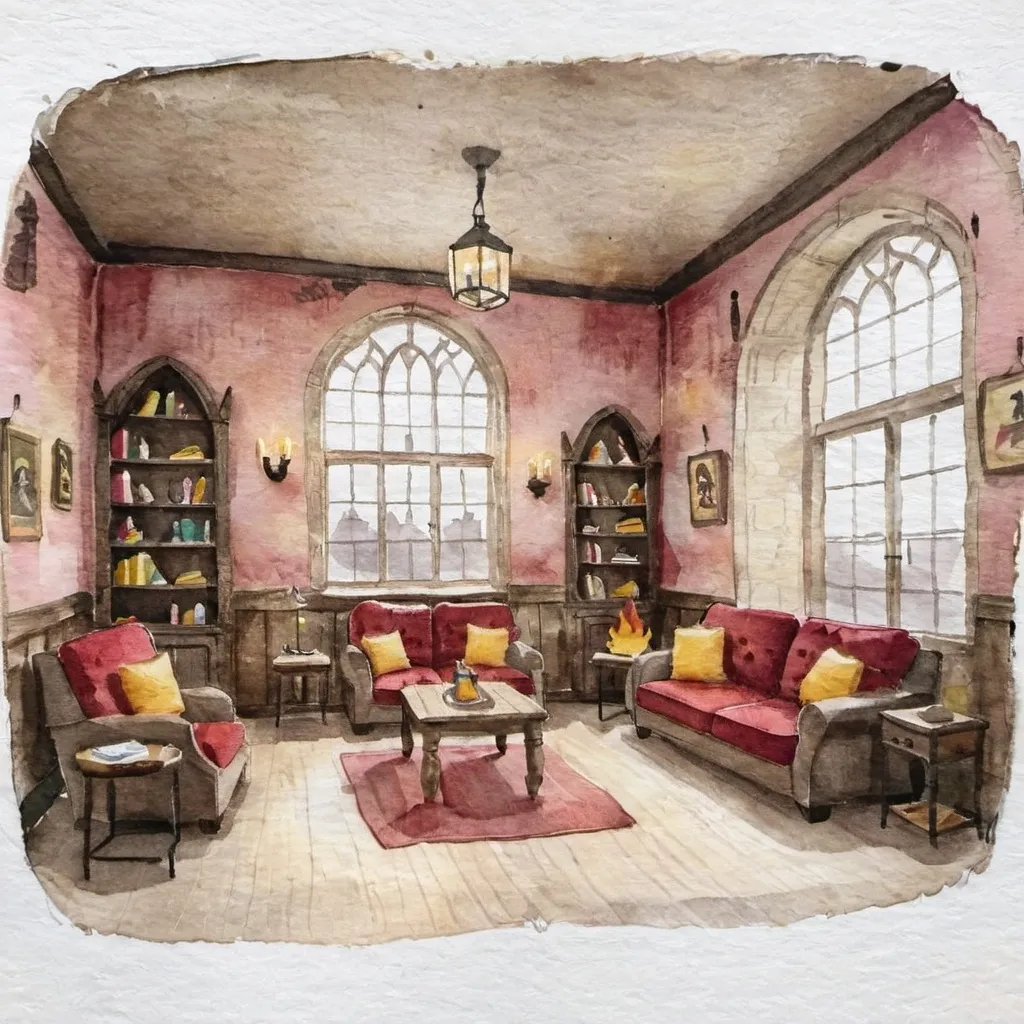 Prompt: gryffindor commonroom interior at hogwarts