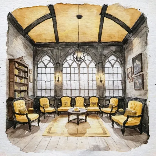 Prompt: hufflepuff commonroom interior at hogwarts