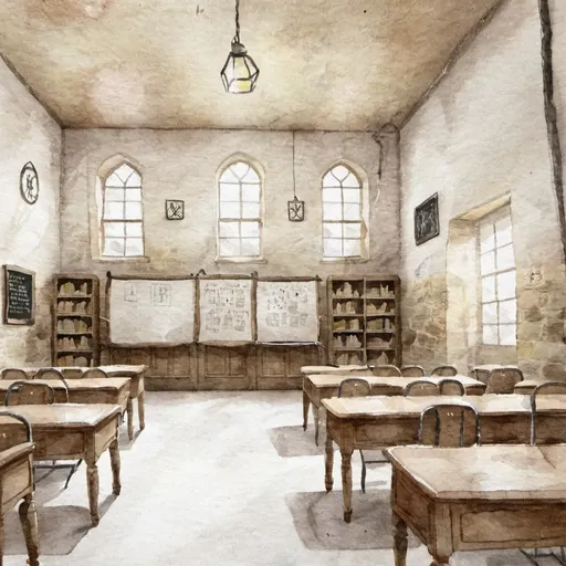 Prompt: hogwarts classroom interior