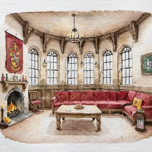 Prompt: gryffindor commonroom interior at hogwarts