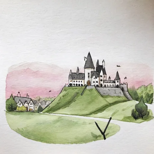 Prompt: quidditch pitch landscape at hogwarts