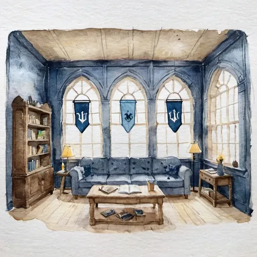 Prompt: ravenclaw commonroom interior at hogwarts