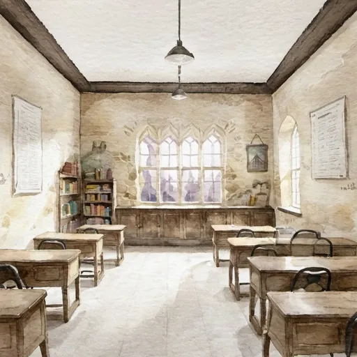 Prompt: hogwarts classroom interior