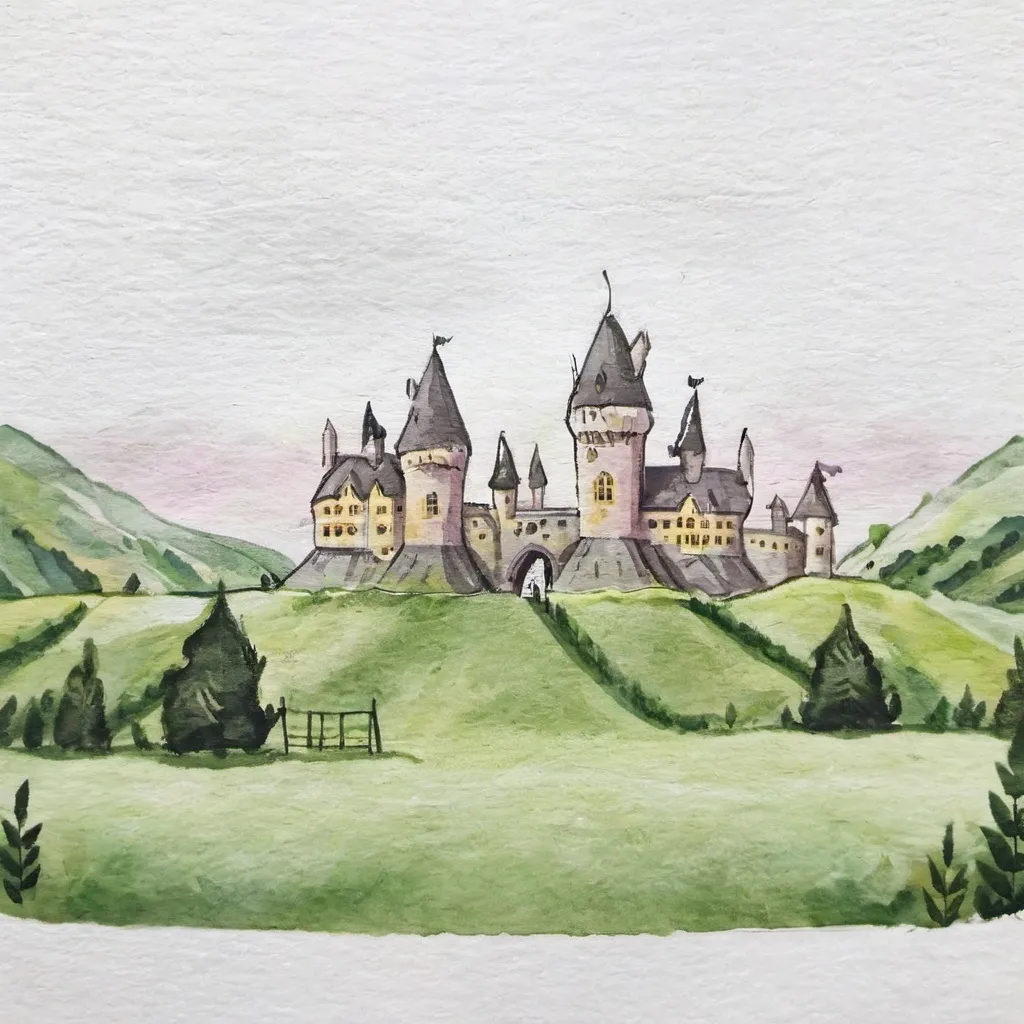 Prompt: quidditch pitch landscape at hogwarts