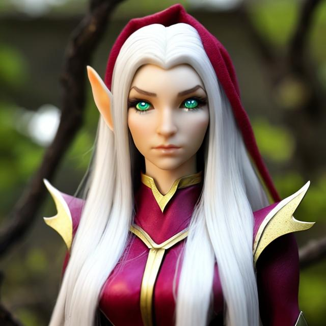 Prompt: a female elf with white hair
