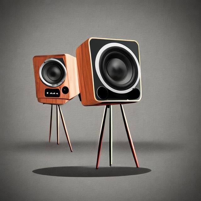 Prompt: a mascot logo of a stereo speaker with legs, simple, vector