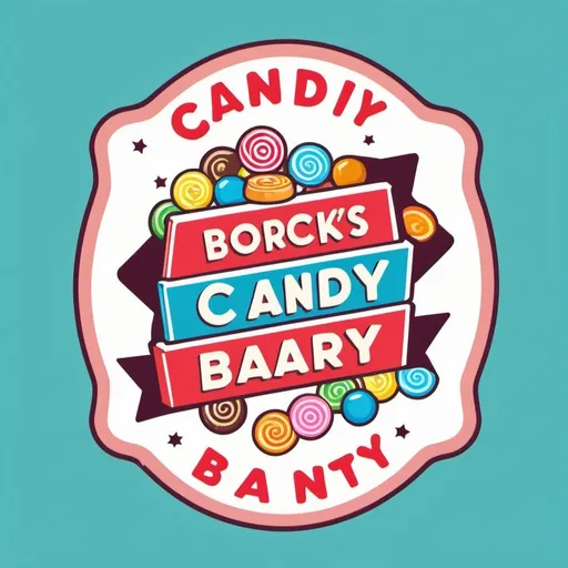 Prompt: Candy bar emblem, kitschy vintage retro simple