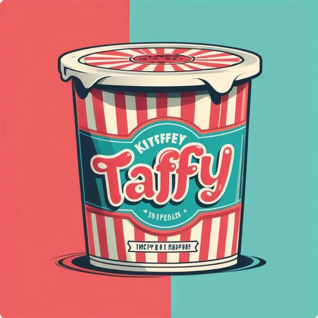 Prompt: a package logo of taffy, simple, vector, kitschy, vintage, retro