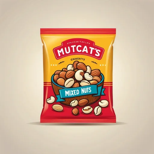 Prompt: a package logo of mixed nuts, simple, vector, kitschy, vintage, retro