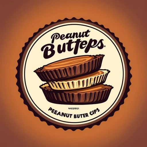 Prompt: a package logo of peanut butter cups simple, vector, kitschy, vintage, retro