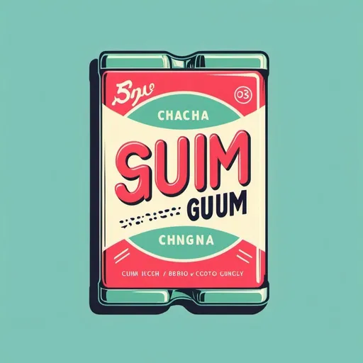 Prompt: a package logo of chewing gum, simple, vector, kitschy, vintage, retro