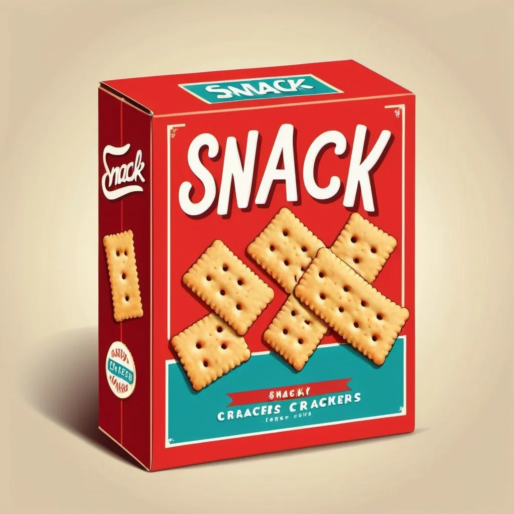 Prompt: a package logo of snack crackers, simple, vector, kitschy, vintage, retro