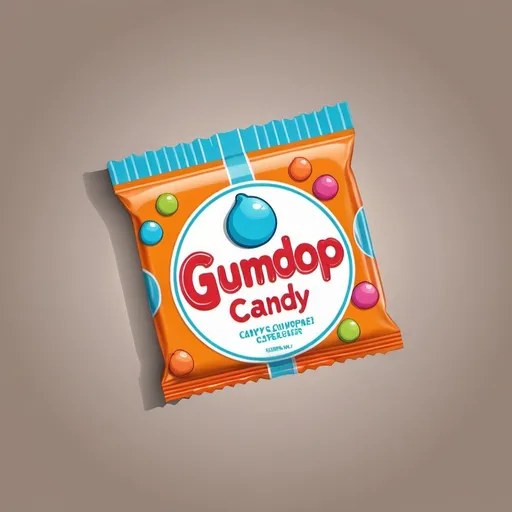 Prompt: a package logo of gumdrop  candy, simple, vector, kitschy, vintage, retro