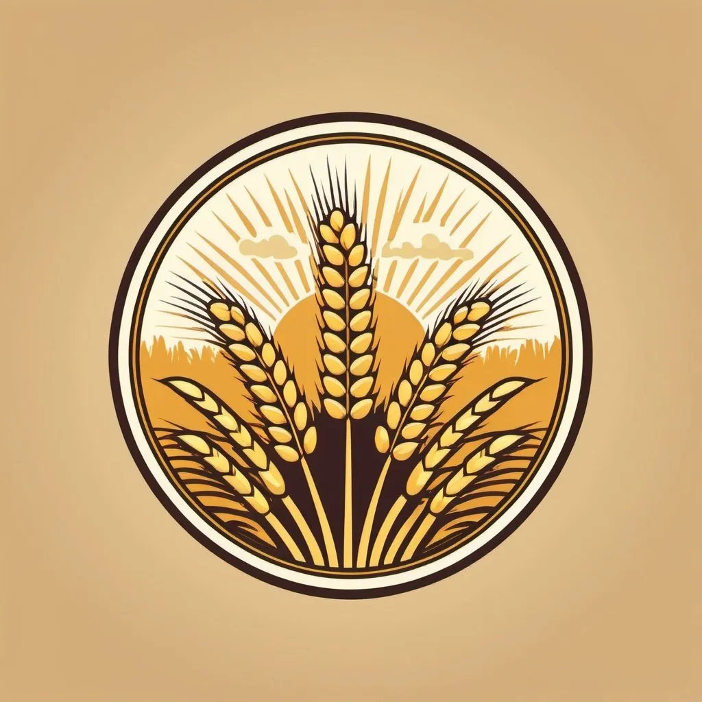 Prompt: farming wheat emblem, kitschy vintage retro simple --no shading detail ornamentation realistic color