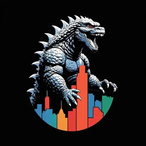 Prompt: a logo of Godzilla, in the style of massimo vignelli, clean background