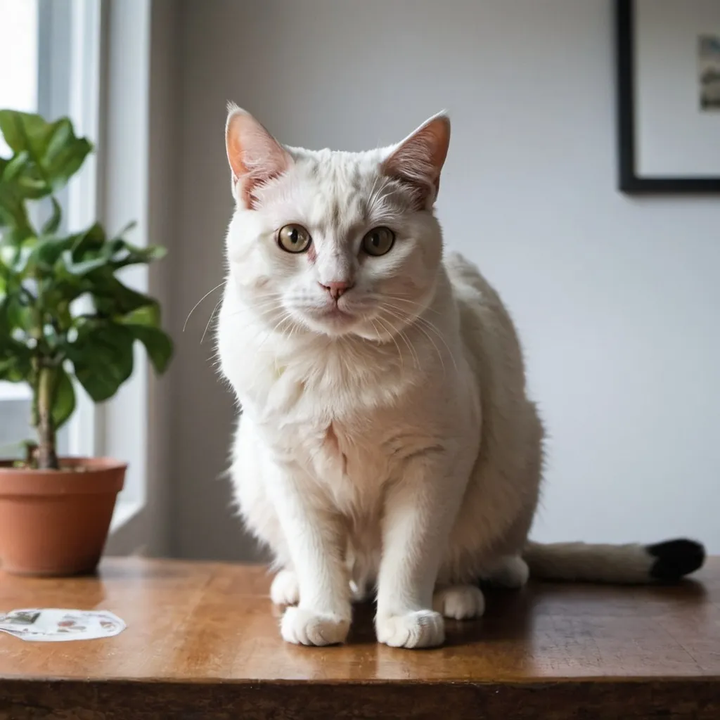 Prompt: Cat sitting on a table