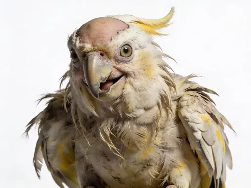 Prompt: A funny, rough-looking Australian cockatoo with a bald patch on top of his head and long hair everywhere else. He should look old, scruffy, and full of character — like an Aussie bogan bird who’s seen it all. Give him funny, slightly crazy eyes like he's lost some of his mind and is not all there and a cheeky smirk that shows attitude. His feathers are a bit ruffled and dirty, maybe with a faint yellow tint from age. Make him innocent and humorous, as if mid-rant.
Background: none (pure white or transparent).
Style: hyper-realistic, detailed feathers, cinematic lighting, humorous expression, 4K resolution, character-focused composition.