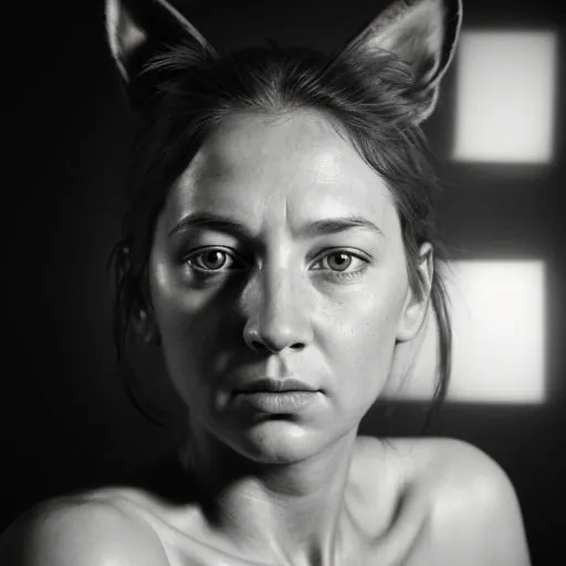 Prompt: User
Create a realistic black and white charcoal portrait of a animal subject. The portrait should capture the subject's likeness with attention to detail, shading, and texture. Focus on rendering the facial features such as the eyes, nose, mouth, and hair with precision and accuracy. Pay close attention to light and shadow, using chiaroscuro techniques to create depth and dimension in the portrait. The final artwork should evoke a sense of realism and emotional resonance, conveying the personality and essence of the subject.