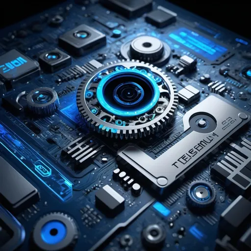 Prompt: (tech-themed profile), modern layout, sleek design, bold typography, vibrant colors, electric blue and metallic silver, dynamic tech elements, digital circuits and gears, futuristic ambiance, high-quality HD image, visually appealing for technology enthusiasts, clean and professional aesthetic, eye-catching layout for a technology page.