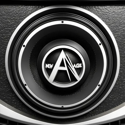 Prompt: Give me a logo for new age car stereo. It's a car audio shop in Houston Texas. With subwoofer. With the words "new age car stereo" in it with trademark symbol