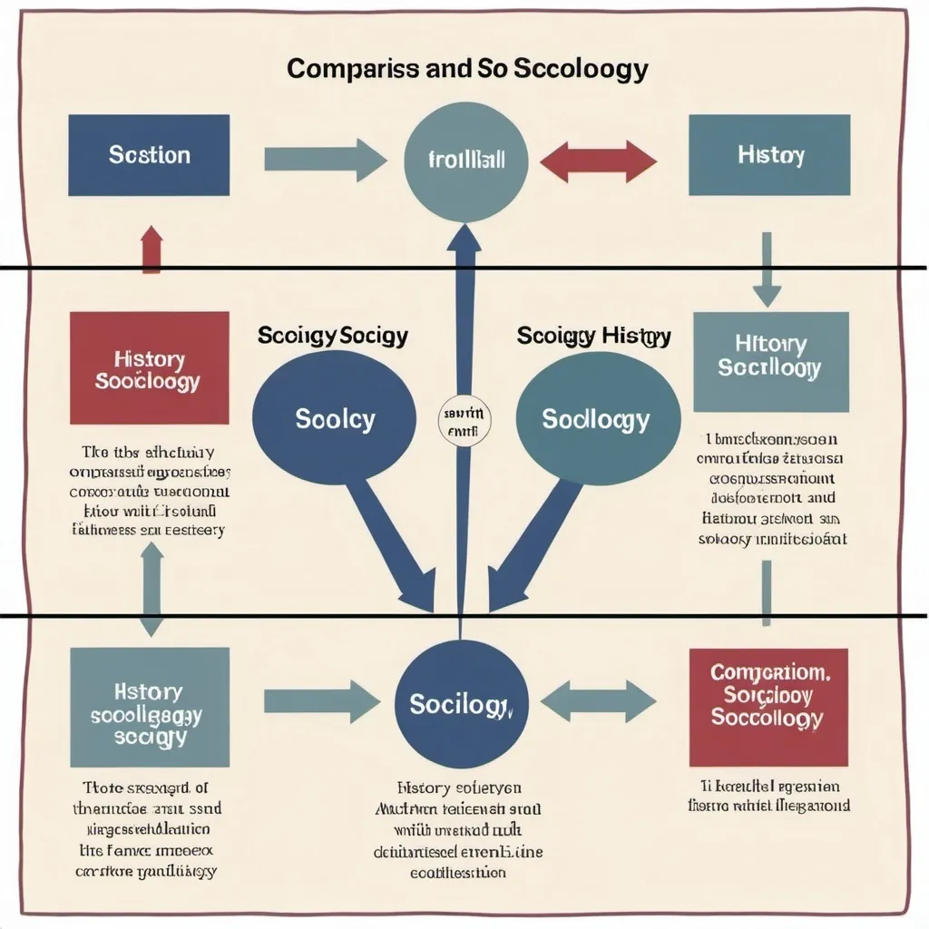 Prompt: Diagram to show comparison between history and sociology