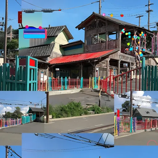 Prompt: An indoor amusement park with roller coasters and carousels at night. In the center of it, there is an empty pond. The entire structure has red metal railings around it, which have colorful lights hanging from them. There's also one blue aqua shack in the top left corner of the picture. In front of it, there are several chairs for visitors to rest or watch other people play.