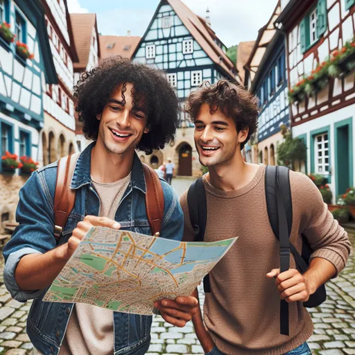 Prompt: Two Brazilian guys exploring Germany a city called Rohrau visiting their Aunt