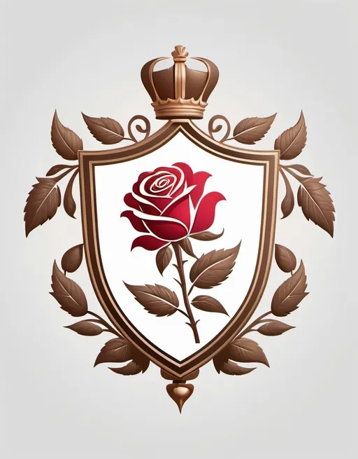 Prompt: family crest of a rose emblem, high quality, white background, classic style, flat, 2d