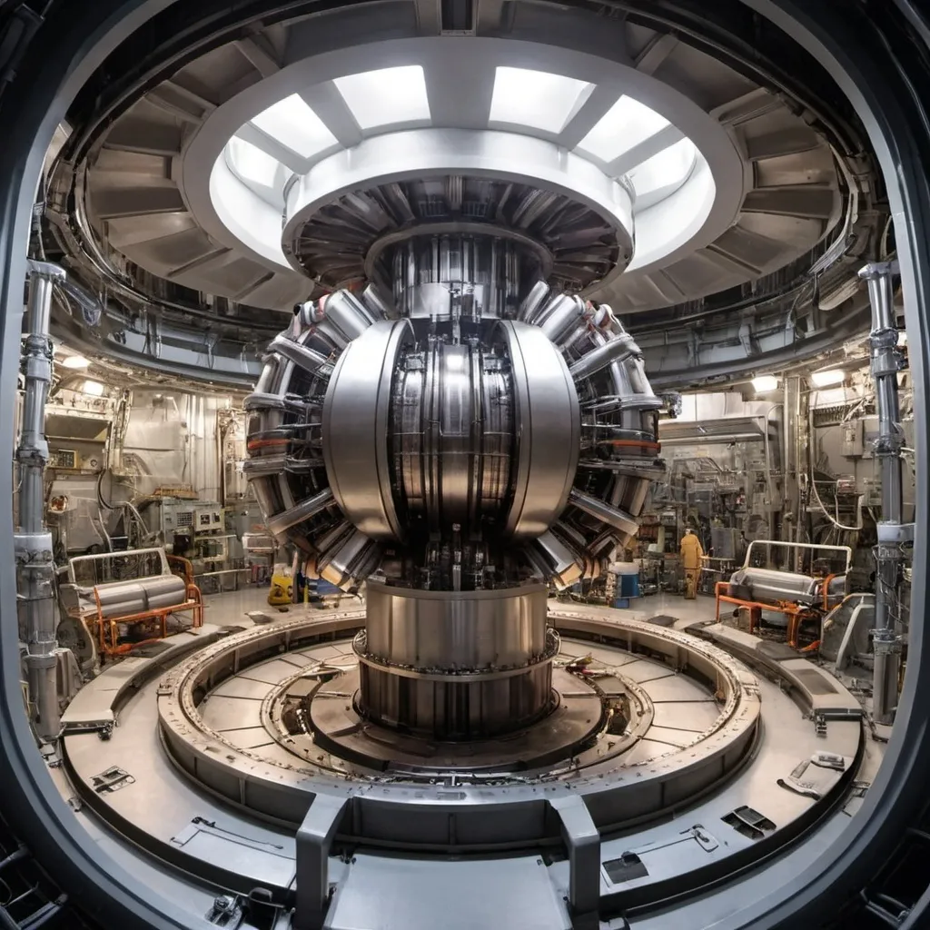 Prompt: The Year is 2081. us nuclear fusion reactor Engine Room