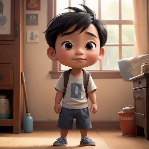 Prompt: In the same style as Disney pixar #1, a little asian boy