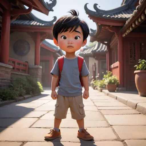 Prompt: In the same style as Disney pixar #1, a little asian boy