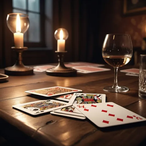 Prompt: Playing cards at the table