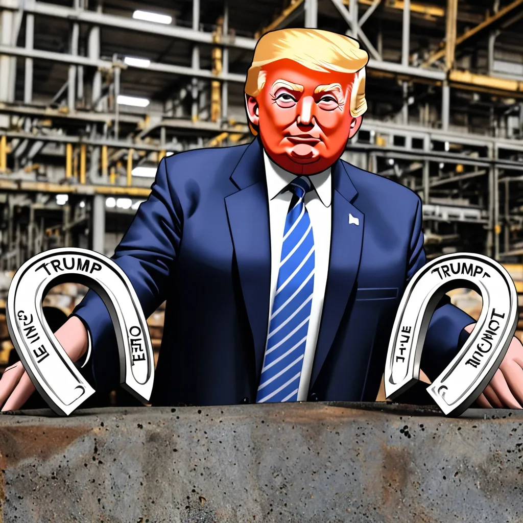 Prompt: Blue horseshoe loves Anacott Steel and Donald J Trump

