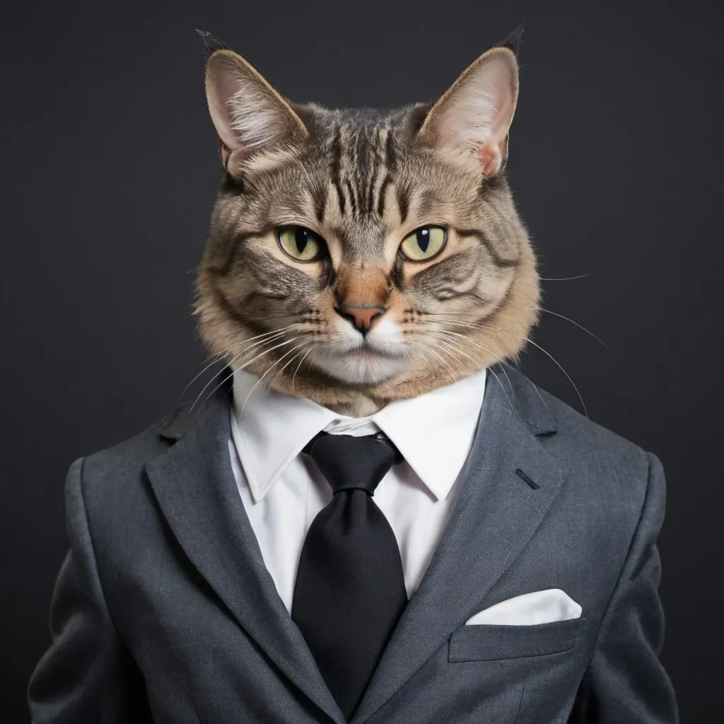 Prompt: a cat wearing a suit