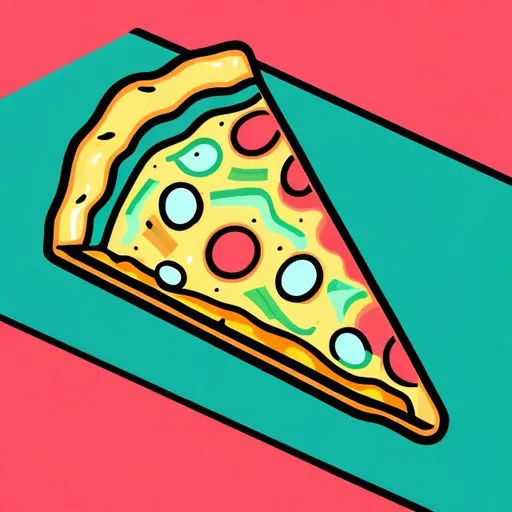 Prompt: neon slice of pizza. illustration. 