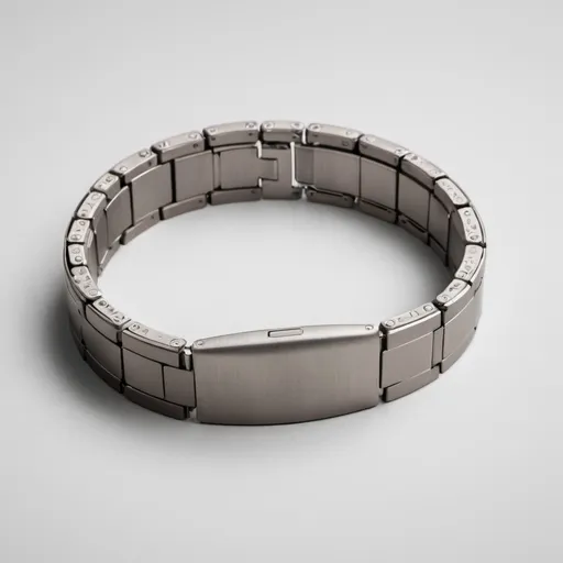 Prompt: Montre bracelet qui contient des micro capsules en titane et qui peut contenir un cil et un micro film, le bracelet peut être en cuire ou en autre matériaux à choix 