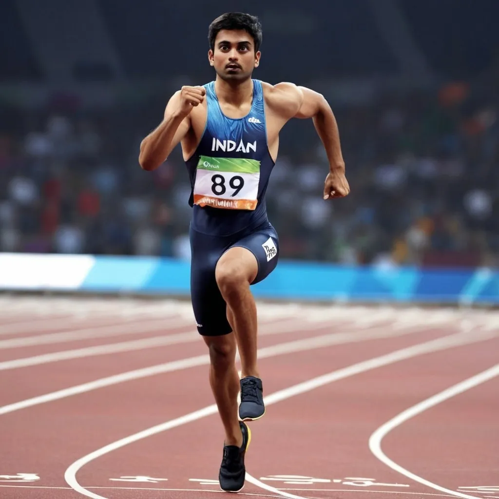 Prompt: First gold medal won in with 9seconds 89 millisecond By indian guy in Olympics