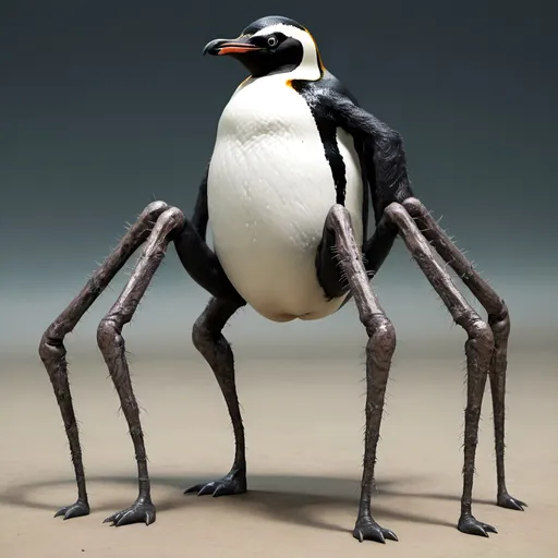 Prompt: Spider legged mutated penguin monster jn antatica